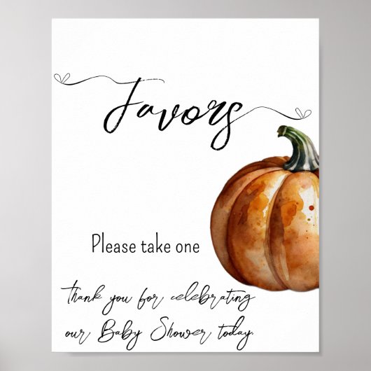 Herfst Little Pumpkin Baby shower Favors Poster (Voorkant)