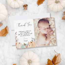 Herfst Little Pumpkin Baby shower Foto Bedankkaart