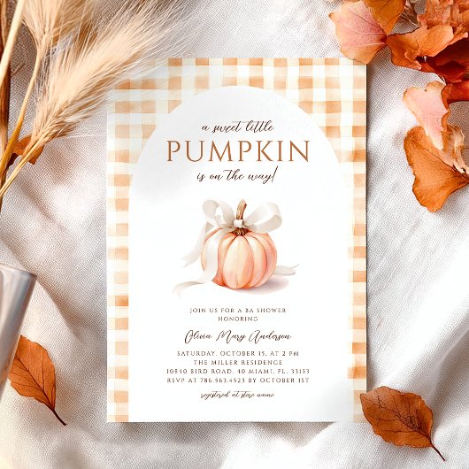 Herfst Little Pumpkin Baby shower geslachtsneutraa Kaart