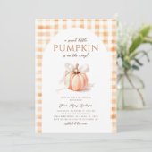 Herfst Little Pumpkin Baby shower geslachtsneutraa Kaart (Staand voorkant)