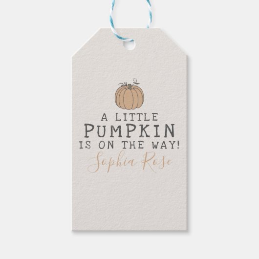 Herfst Little Pumpkin baby shower gunst Cadeaulabel (Voorkant)