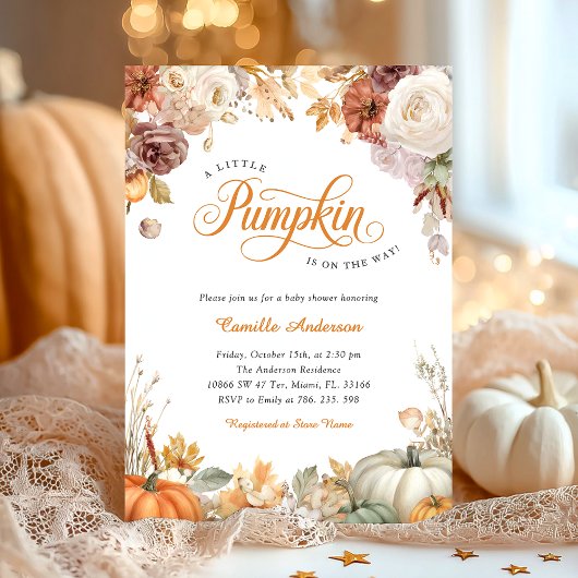 Herfst Little Pumpkin Baby shower Invitation Kaart