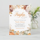 Herfst Little Pumpkin Baby shower Invitation Kaart (Staand voorkant)