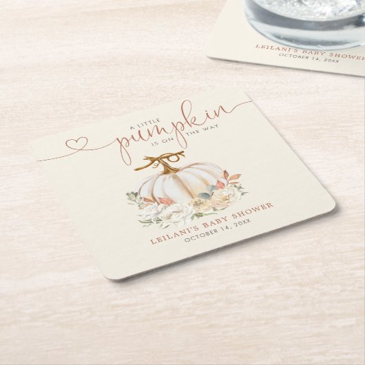 Herfst Little Pumpkin Baby shower Kartonnen Onderzetters (Schuin)