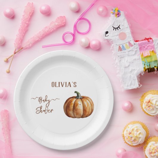 Herfst Little Pumpkin Baby shower Papieren Bordje (Feest)