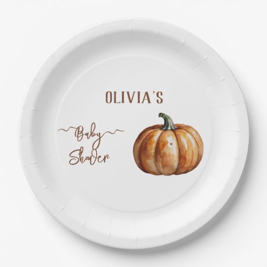 Herfst Little Pumpkin Baby shower Papieren Bordje (Voorkant)