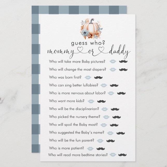 Herfst Little Pumpkin Baby shower "Raad eens wie"  (Voorkant / Achterkant)