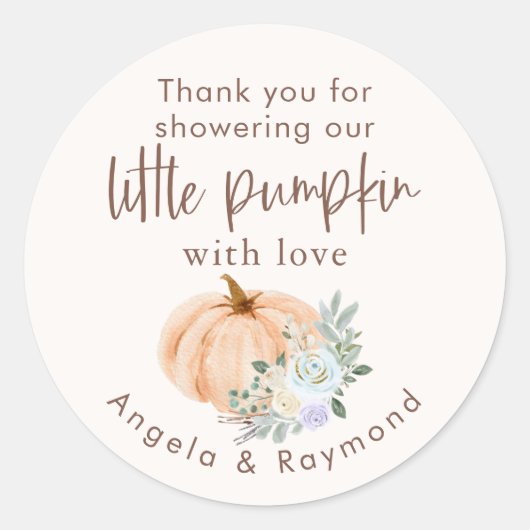 Herfst Little Pumpkin Baby shower Ronde Sticker (Voorkant)