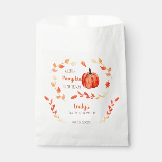 Herfst Little Pumpkin Baby shower Waterverf Foliag Bedankzakje (Voorkant)