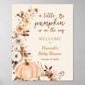 Herfst Little Pumpkin Baby shower Welcome Sign Poster (Voorkant)