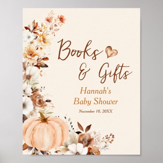 Herfst Little Pumpkin Boeken en Geschenken Baby sh Poster (Voorkant)