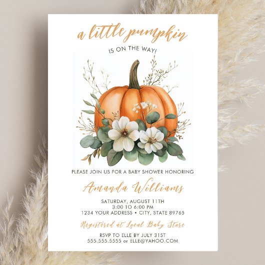 Herfst Little Pumpkin op de weg Baby shower Kaart