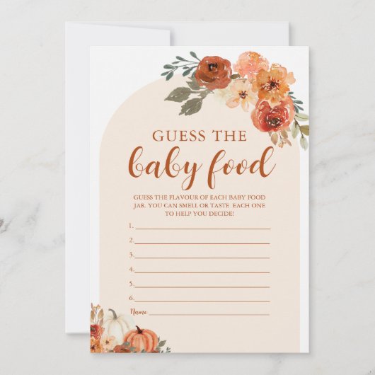 Herfst Little Pumpkin Raad de Baby Food Game Kaart (Voorkant)