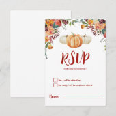 Herfst Little Pumpkin RSVP Response Kaart (Voorkant / Achterkant)