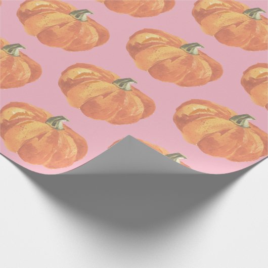 Herfst Little Pumpkins Pink Cadeaupapier (Hoek)