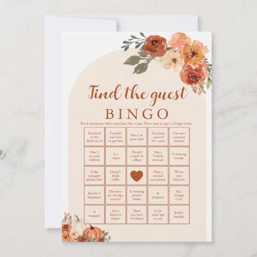 Herfst Little Vind het Gast Baby shower Bingo Game Kaart (Voorkant)