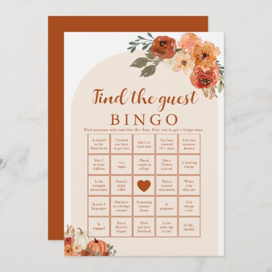 Herfst Little Vind het Gast Baby shower Bingo Game Kaart (Voorkant / Achterkant)