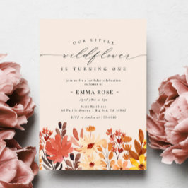 Herfst Little Wildflower Flower Birthday Invitatio Kaart
