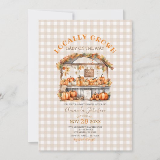 Herfst lokaal geteeld Gingham Market Baby shower Kaart (Voorkant)