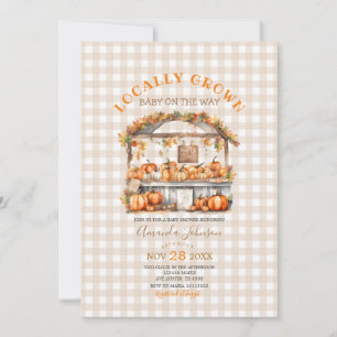 Herfst lokaal geteeld Gingham Market Baby shower Kaart