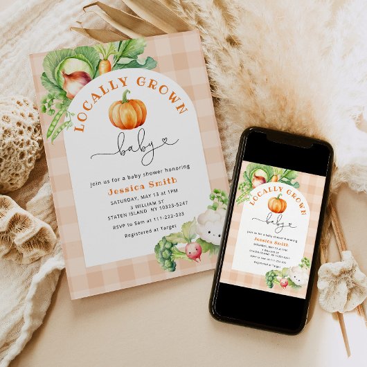 Herfst Lokaal geteeld pompoen baby shower Kaart