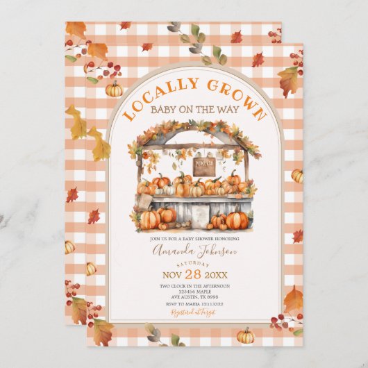 Herfst lokaal geteeld pompoen markt Baby shower Kaart (Voorkant / Achterkant)