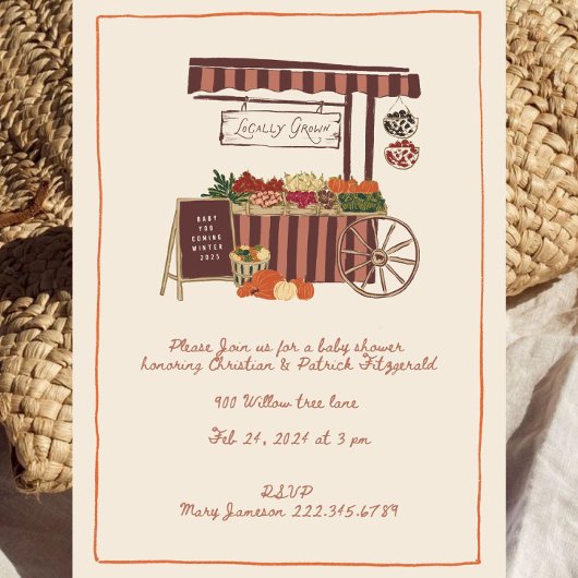 Herfst Lokaal Geteelde Baby Shower Uitnodiging | B