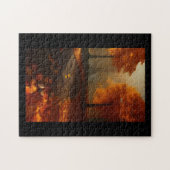 Herfst loof oranje gulden bladeren doorheen legpuzzel (Horizontaal)