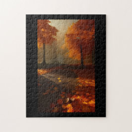 Herfst loof oranje gulden bladeren doorheen legpuzzel