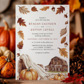 Herfst Loof Schuur Bruiloft Kaart