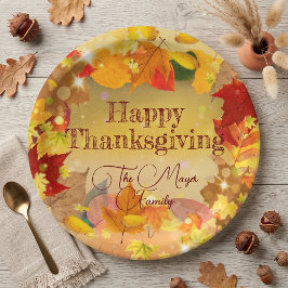 Herfst Loofkrans Gelukkig Thanksgiving Papieren Bordje