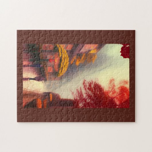 Herfst loopt langs gouden rode bomen legpuzzel (Horizontaal)