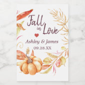 Herfst Love Golden Foliage Autumn Wedding Monogram Wijn Etiket (Enkel label)