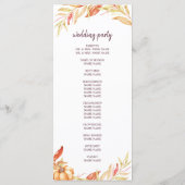 Herfst Love Golden Foliage Burgundy Wedding Progra Programmakaart (Achterkant)