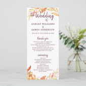 Herfst Love Golden Foliage Burgundy Wedding Progra Programmakaart (Staand voorkant)