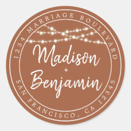 Herfst Love Rustic Lights TerraCotta Return-adres Ronde Sticker