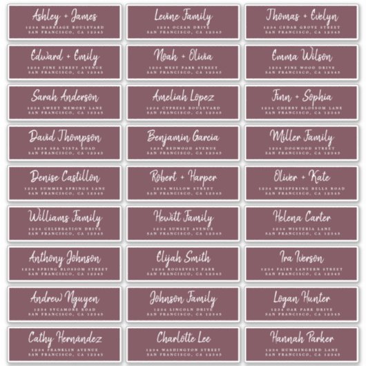 Herfst Love Script Burgundy Guest Adresetiketten Sticker (Voorkant)
