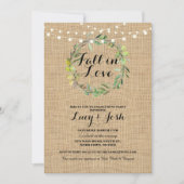Herfst Love Wreath Burlap Verloving Floral Invite Kaart (Voorkant)