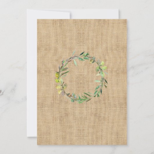 Herfst Love Wreath Burlap Verloving Floral Invite Kaart (Achterkant)