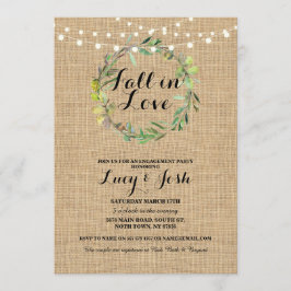 Herfst Love Wreath Burlap Verloving Floral Invite Kaart