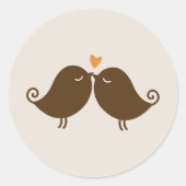 Herfst Lovebirds Bruiloft Ronde Sticker (Voorkant)