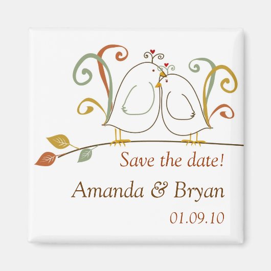 Herfst Lovebirds Save the Date Magnets Magneet (Voorkant)