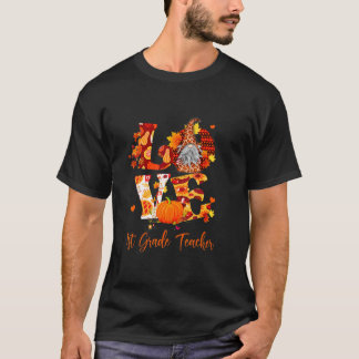 Herfst Luipaard Liefde Gnome Graad 1 Leraar Dankda T-shirt