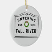 Herfst, MA Holiday Wreath Ceramic Ornament (Rechts)