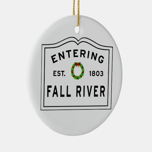 Herfst, MA Holiday Wreath Ceramic Ornament (Rechts)