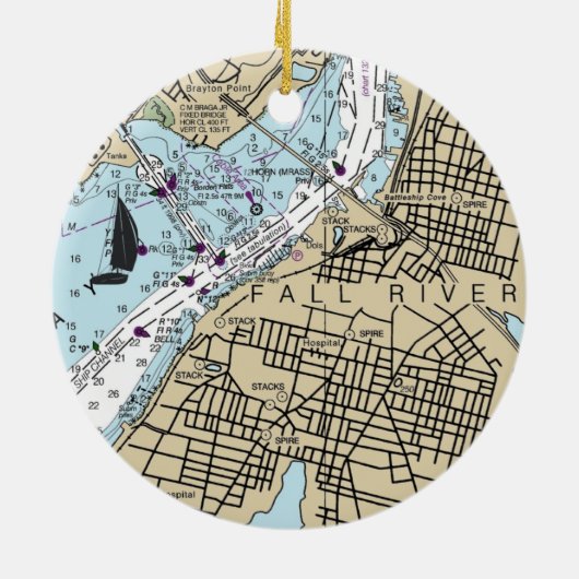 Herfst MA Nautical Chart Keramisch Ornament (Achterkant)