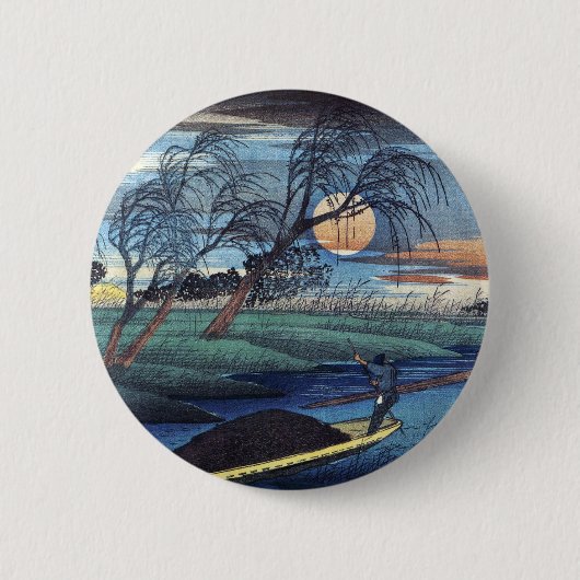 Herfst Maan in Seba, Hiroshige Ronde Button 5,7 Cm (Voorkant)