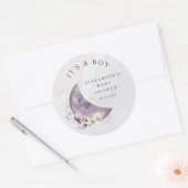 herfst maansikkel baby shower Het is een jongen Ronde Sticker (Envelop)