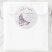 herfst maansikkel baby shower Het is een jongen Ronde Sticker (Tas)