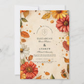 Herfst Madelief Bloemige Bruiloft Kaart (Voorkant)